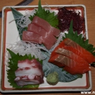 Sashimi from tuna, salmon and octopus.