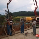 Pouring concrete on the bottom.