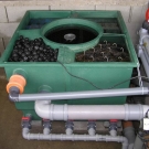 Compact filtration set for 15000 litres garden pond.
